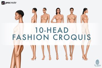 5 Female Fashion Croquis Templates - 3 Different Dark Skin Tones Color - 10 Head Fashion Figure - Image 2