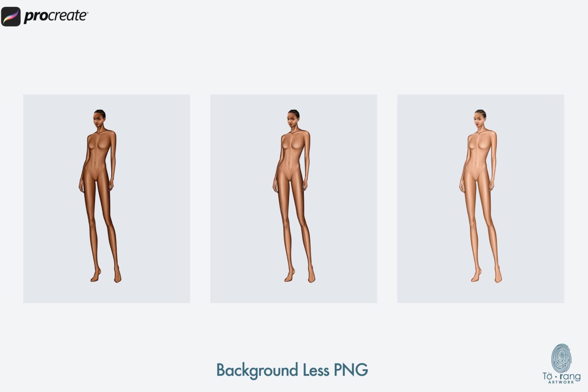 5 Female Fashion Croquis Templates - 3 Different Dark Skin Tones Color - 10 Head Fashion Figure - Image 8