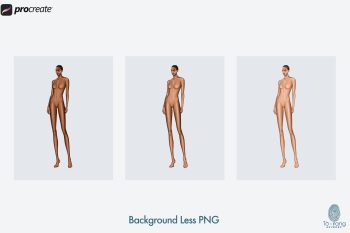 5 Female Fashion Croquis Templates - 3 Different Dark Skin Tones Color - 10 Head Fashion Figure - Image 8