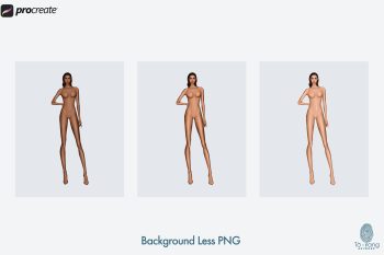 5 Female Fashion Croquis Templates - 3 Different Dark Skin Tones Color - 10 Head Fashion Figure - Image 5