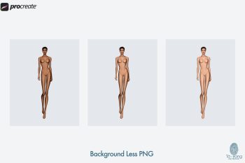 5 Female Fashion Croquis Templates - 3 Different Dark Skin Tones Color - 10 Head Fashion Figure - Image 6