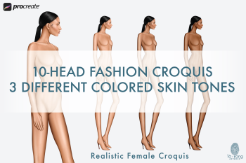 Female Fashion Croquis Templates, 10 Head Fashion Figure, 3 Different Dark Skin Tones Color - Image 2