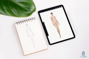 Female Fashion Croquis Templates, 9 Head Fashion Figure, Asian Model, 3 Different Colored Skin Tones - Image 4