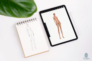 Female Fashion Figure Templates, 3/4 View Pose, 10 Head Fashion Figure, 3 Different Skin Tones Color - Image 4