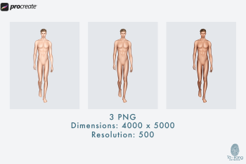 Male Fashion Croquis Templates, Runway Pose, 3 Different Colored Skin Tones, 9-Head Fashion Figure - Image 4