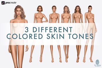 5 Female Fashion Croquis Templates - 10 Head Fashion Figure - Light, Medium, Tan Skin Tones Color - Image 2