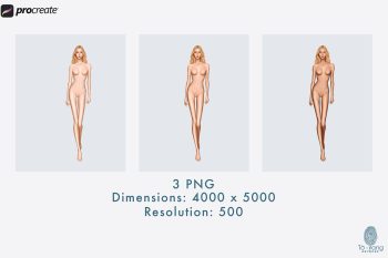 Female Fashion Figure Templates, Catwalk Pose, 9 Head Fashion Figure, 3 Different Colored Skin Tones - Image 4