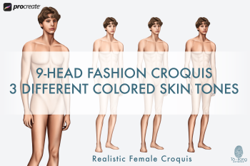 Male Fashion Croquis Templates, Relaxing Pose, 3 Different Colored Skin Tones, 9-Head Fashion Figure - Image 2