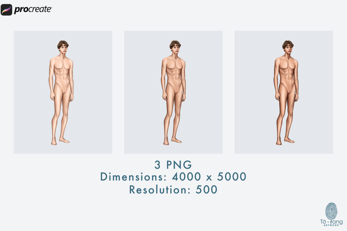 Male Fashion Croquis Templates, Relaxing Pose, 3 Different Colored Skin Tones, 9-Head Fashion Figure - Image 4