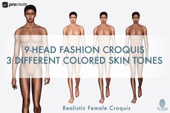 Male Fashion Croquis Templates, Catwalk Pose, 3 Different Colored Skin Tones, 9-Head Fashion Figure - Image 3
