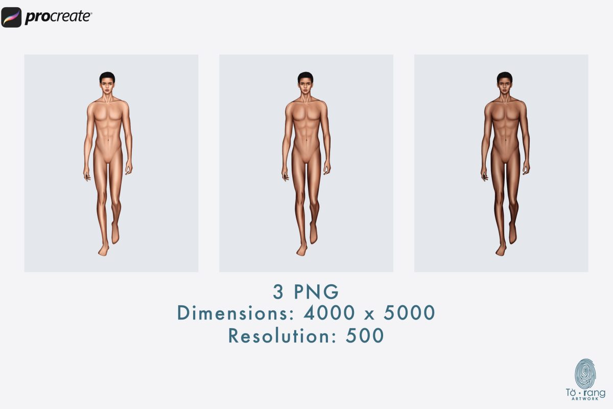 Male Fashion Croquis Templates, Catwalk Pose, 3 Different Colored Skin Tones, 9-Head Fashion Figure - Image 4