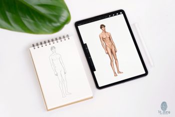 Male Fashion Croquis Templates, Relaxing Pose, 3 Different Colored Skin Tones, 9-Head Fashion Figure - Image 5