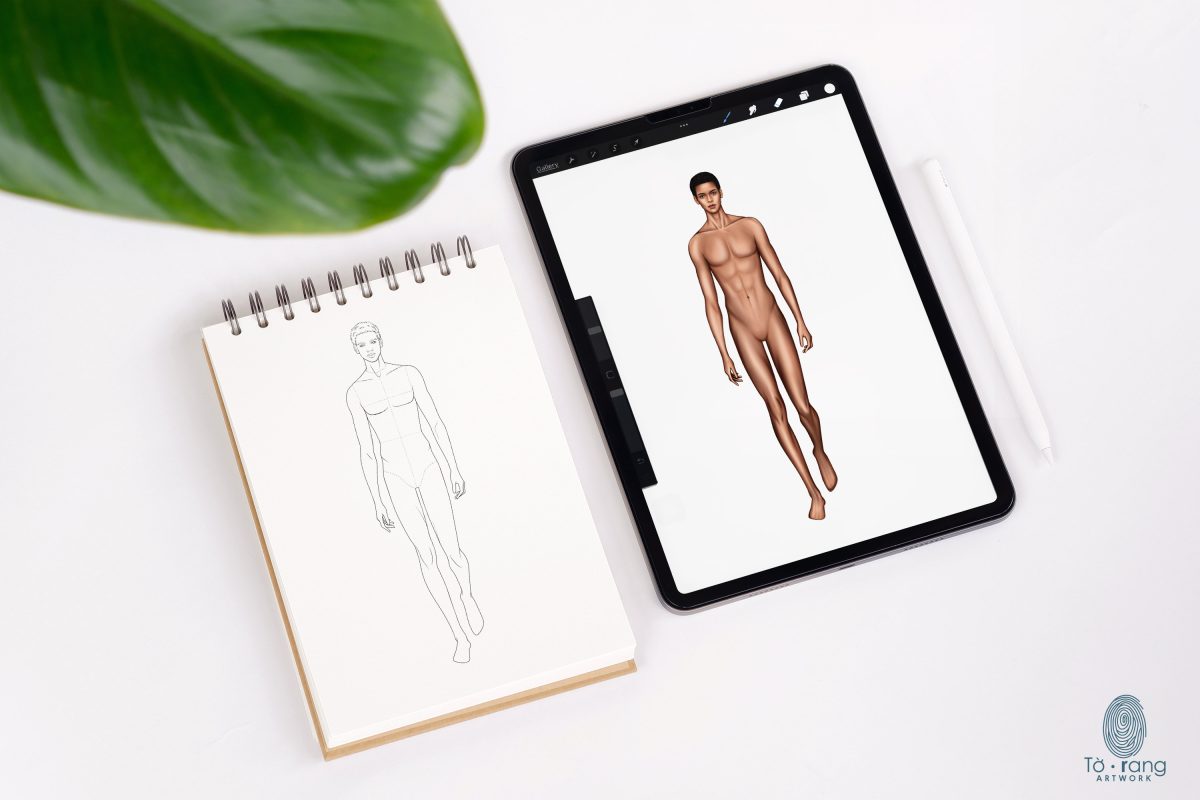 Male Fashion Croquis Templates, Catwalk Pose, 3 Different Colored Skin Tones, 9-Head Fashion Figure - Image 5