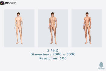 Male Fashion Croquis Templates, 3 Different Colored Skin Tones, 10-Head Fashion Figure - Image 4
