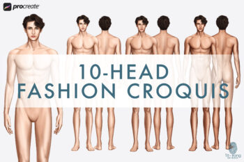 10-Head Male Fashion Croquis (Front & Back, 3 Skin Tones) - Vector & Procreate - Image 2