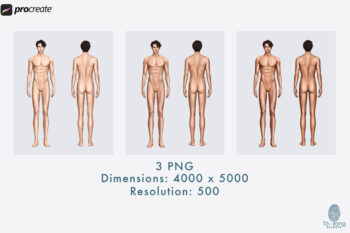 10-Head Male Fashion Croquis (Front & Back, 3 Skin Tones) - Vector & Procreate - Image 3