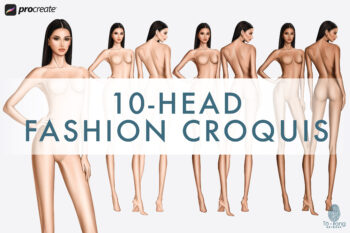 Female Fashion Croquis Templates, 10-Head, Front and Back, 3 Different Colored Skin Tones - Image 2
