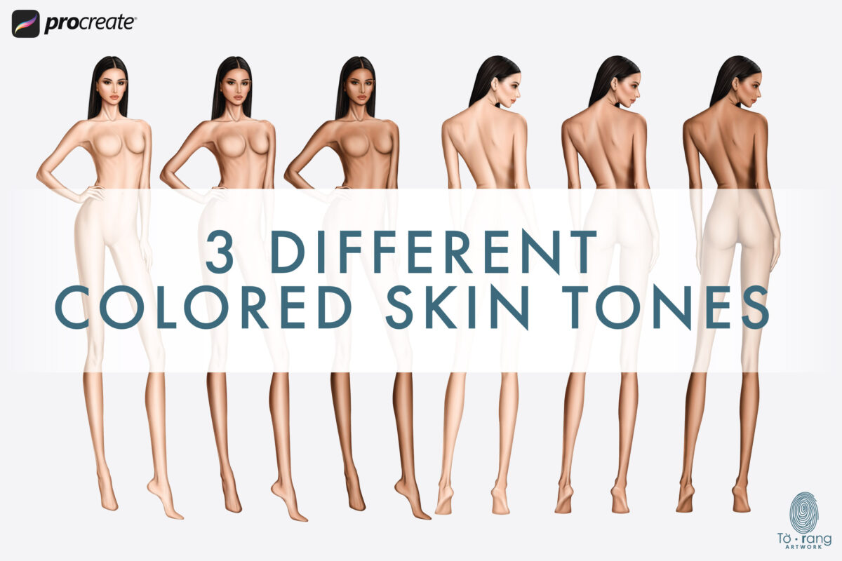 Female Fashion Croquis Templates, 10-Head, Front and Back, 3 Different Colored Skin Tones - Image 4