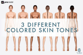 Female Fashion Figure Templates, 8-Head, Front and Back, 3 Different Colored Skin Tones - Image 5