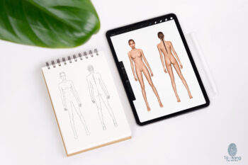 Female Fashion Figure Templates, 8-Head, Front and Back, 3 Different Colored Skin Tones - Image 4