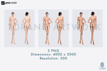 Female Fashion Figure Templates, 9-Head Proportions, Front & Back Views, 3 Skin Tones - Image 5