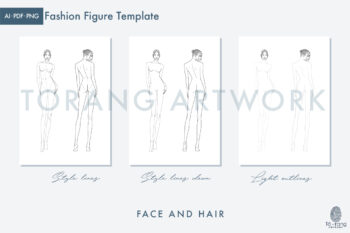 10-Head Fashion Figure Vector Template – Front & Back Views - Image 3