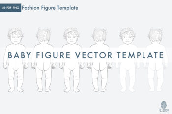 Baby Figure Vector Template, Front and Back Views - Image 2