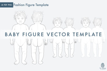 Baby Figure Vector Template, Front and Back Views