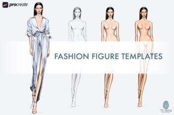 Fashion Figure Template, 10-Head Female Catwalk Pose, Pencil Sketch and Skin Tone PNGs for Procreate & Digital Fashion Illustration - Image 2
