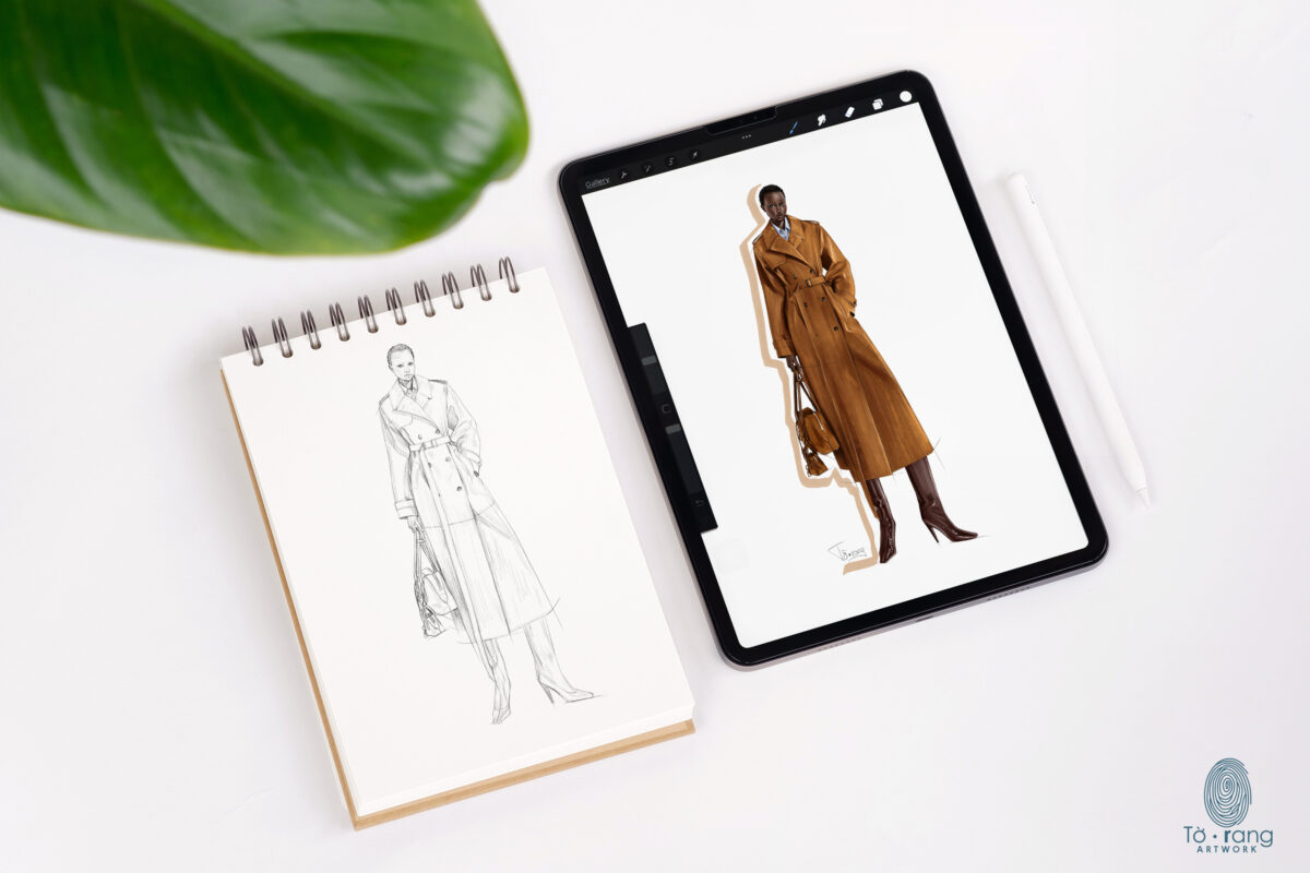 Fashion Figure Templates, 10-Head Female, Pencil Sketch and Skin Tone PNGs for Procreate & Digital Fashion Illustration - Image 3