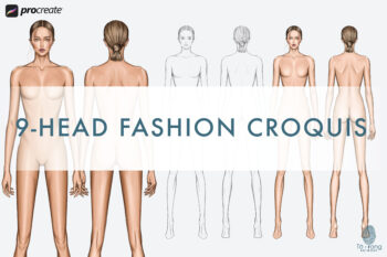 9-Head Fashion Figure Templates - Front & Back Standing Poses - PNG for Procreate - Image 2