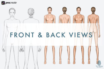 9-Head Fashion Figure Templates - Front & Back Standing Poses - PNG for Procreate - Image 3