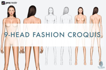 Asian Fashion Figure Templates - 9-Head Standing Pose (Front & Back Views, PNG for Procreate) - Image 2