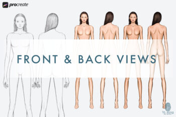 Asian Fashion Figure Templates - 9-Head Standing Pose (Front & Back Views, PNG for Procreate) - Image 3