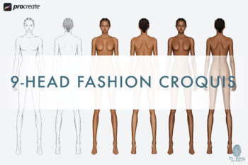 Dark Skin Fashion Figure Templates - 9-Head Standing Croquis (Front & Back Views, PNG for Procreate) - Image 4