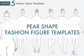 Pear Shape Fashion Figure Templates, 8-Head Croquis, 5 Poses, Printable Fashion Sketch Base